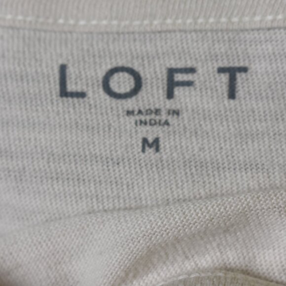 LOFT Pullover Top M Long Sleeve Black White Stripe Crew Neck - Picture 5 of 5